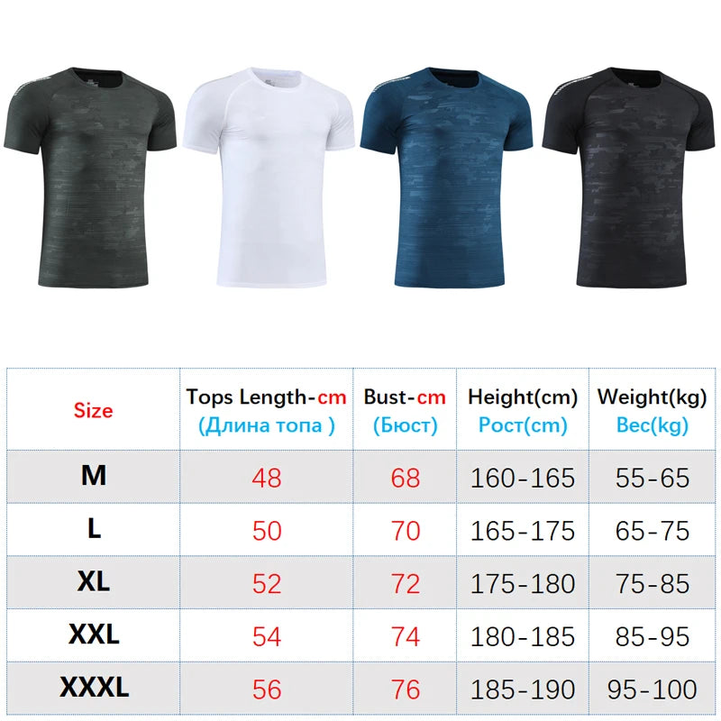 Men Sport T-shirts Quick Dry Breathable Workout Short Sleeve Prints Running Gym Sportswear Tee Jogging Shirts Fitness Tees