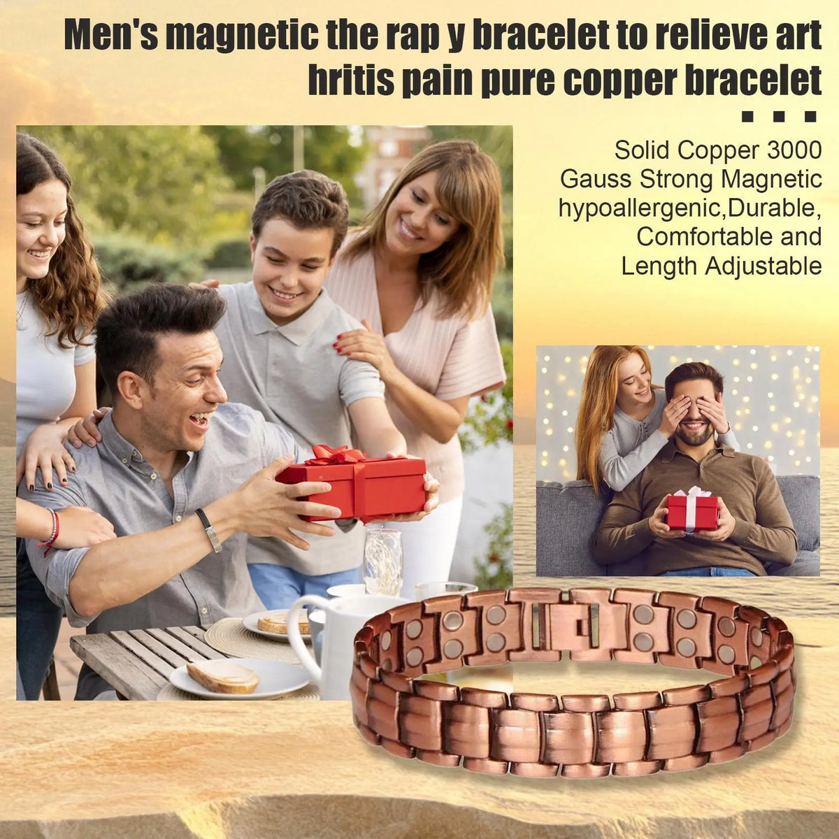 Magnetic Bracelets for Men Pure Copper Magnetic Bracelet Jewelry Arthriti s Pain Relief Jewelry Accessories for Running Sports