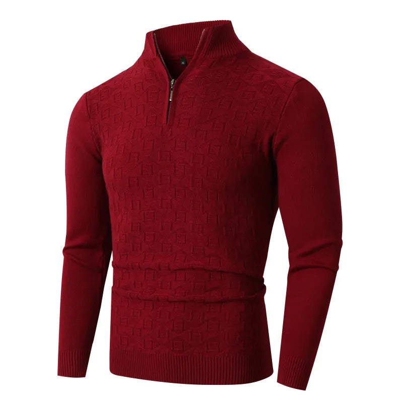 plus Size Men's Cable Knitted Jumper Funnel Neck Warm Pullover Half Zip Sweater Casual Streetwear for Winter And Autumn