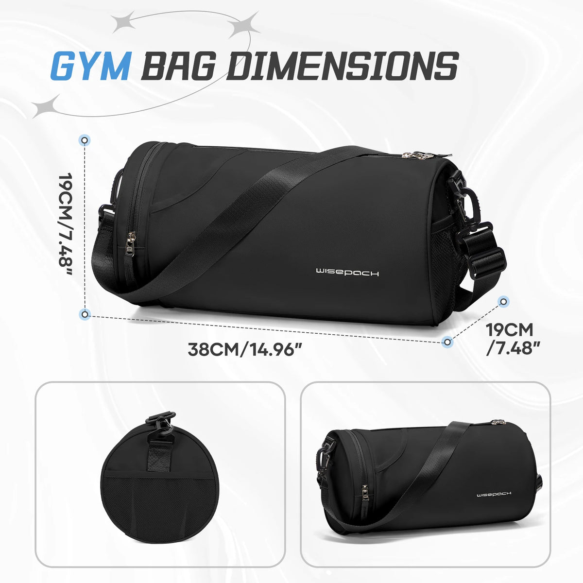 Sports Bag Men and Women for Adults, with Shoes Rack and Wet Pocket Waterproof Gym Duffle Bag for Fitness, Swimming and Travel