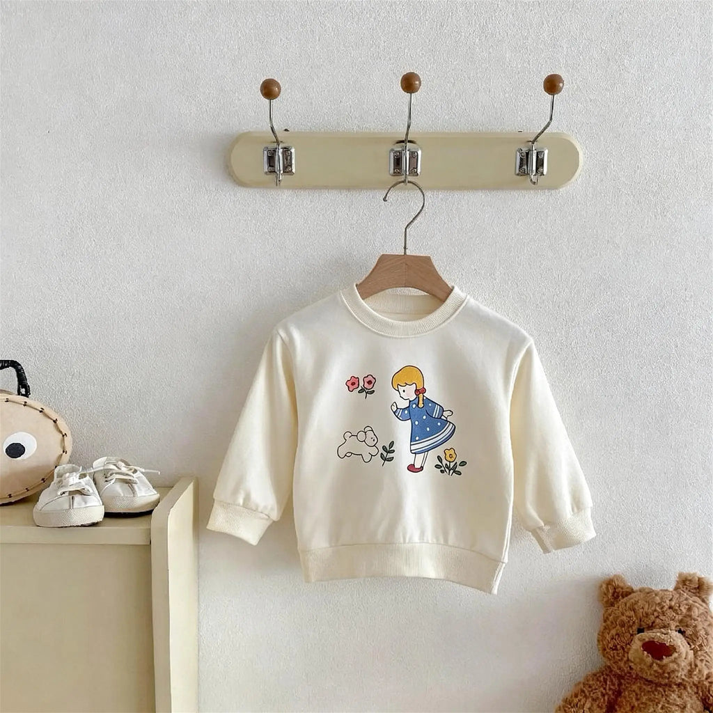 2026 New Kids Sweatshirts Long Sleeve Tops Cartoon Cute Baby Girl Clothing Autumn Casual Crewneck Hoodie Children's Clothes