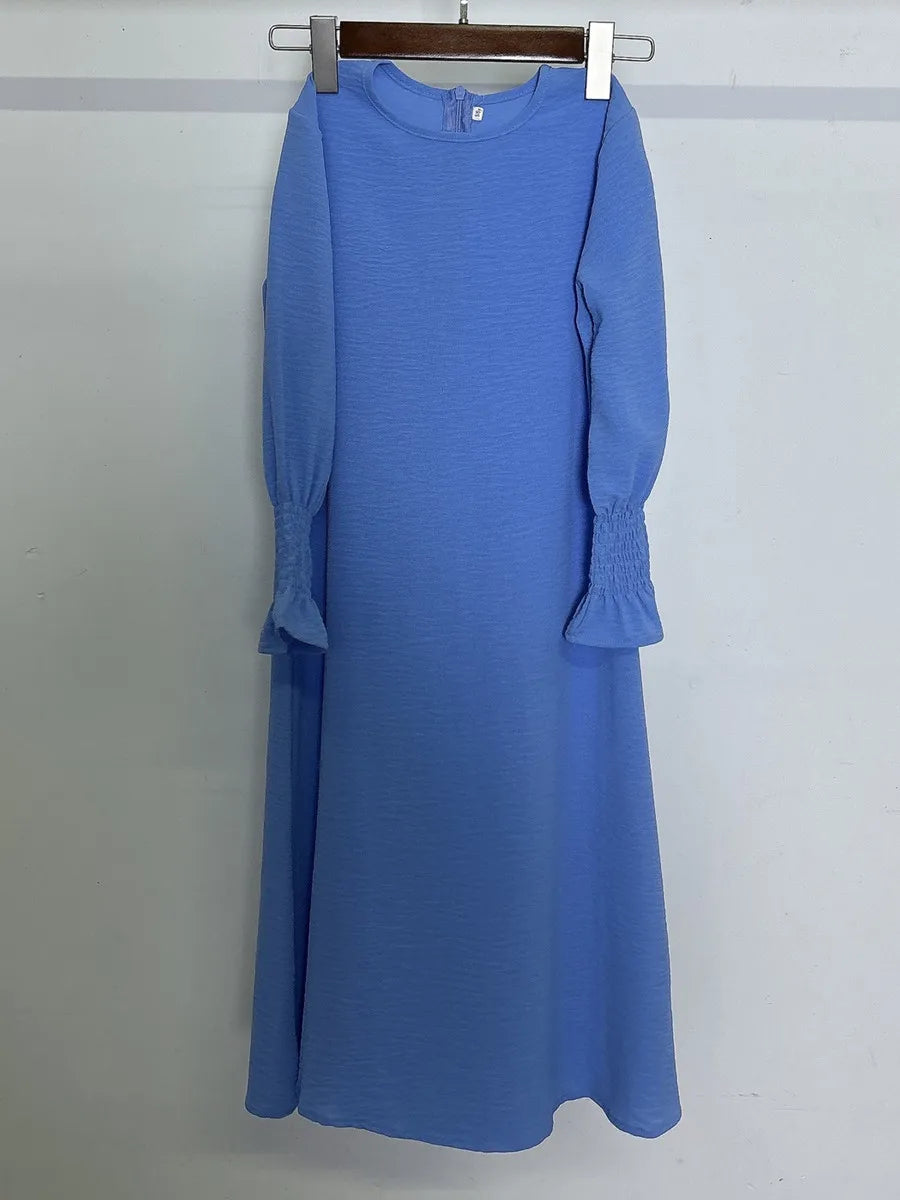 Muslim Kids Girl Dubai Abaya Ruffle Solid Long Dress Modest Ramadan Robe Kaftan Femme Musulmane Islamic Clothing African Dresses