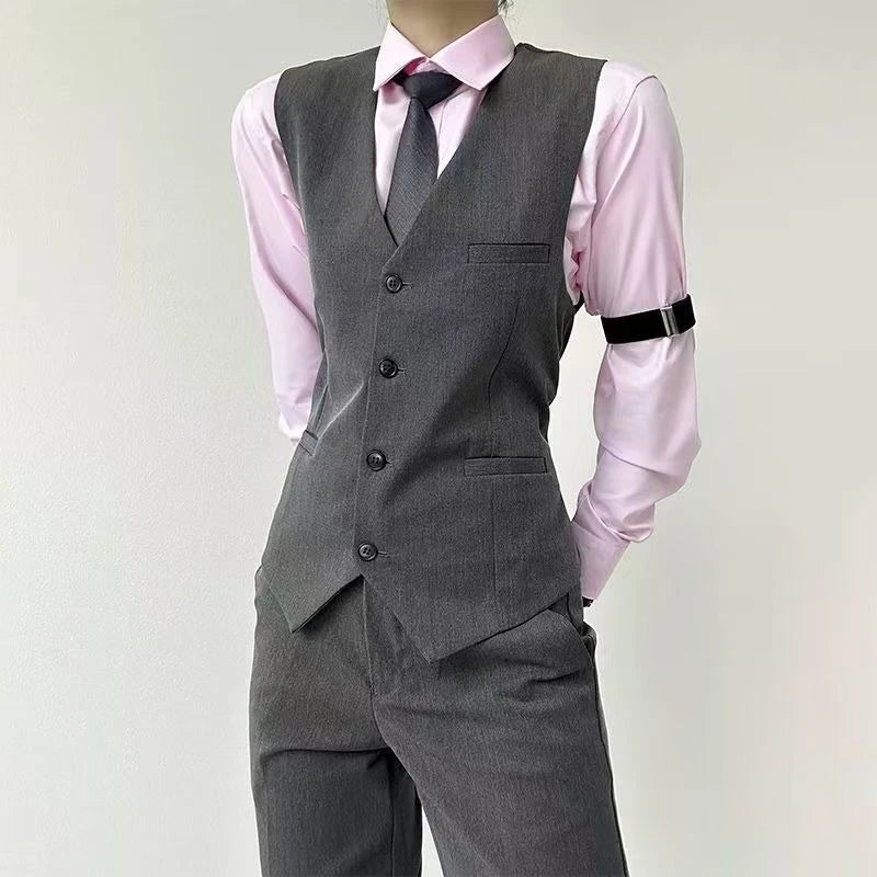 Unisex Black Grey Blazer Vest Edgy Slim Fit Suits Vest with High End Tailored Design for Men Women