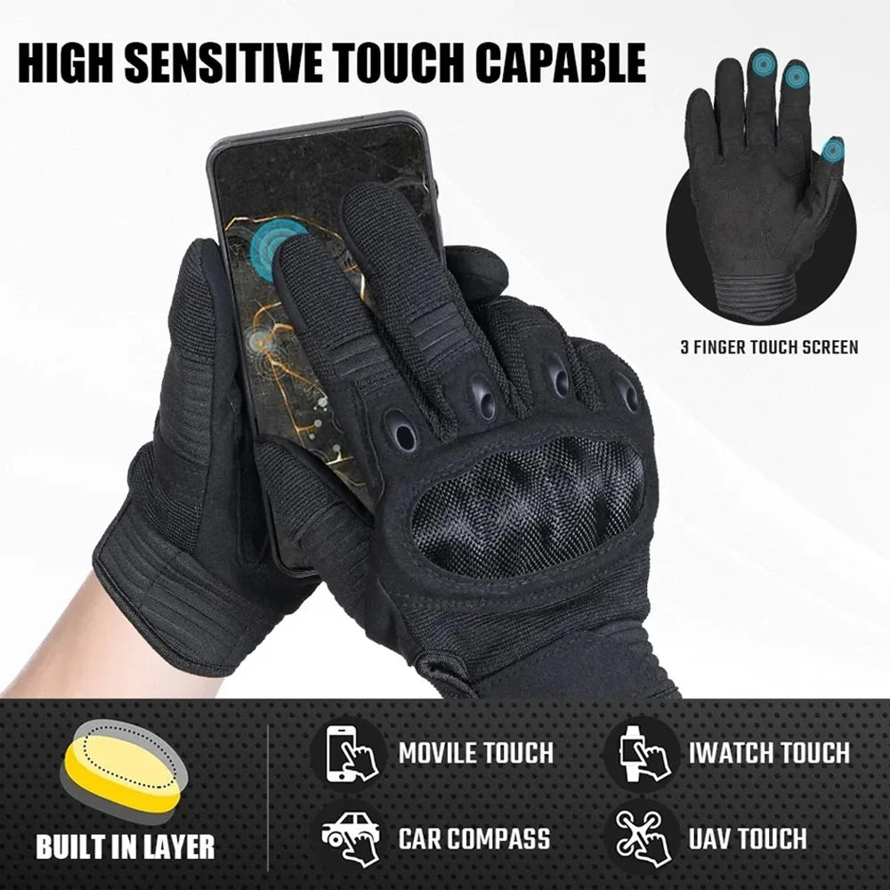Men'S Tactical Gloves, Full-Finger Outdoor Gloves for Men, Touchscreen Motorcycle Gloves, Featuring Hard Shells And Palm Padding