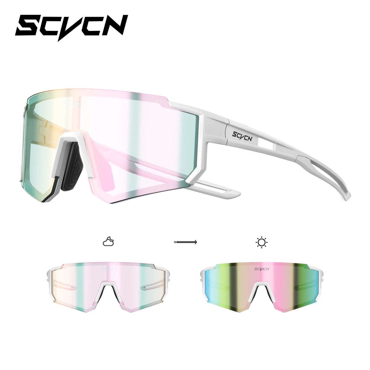 SCVCN Children Sports Glasses Kids Road Bikes Cycling Eyewear Photochromic UV400 Goggles Outdoor Cycling Teenager Sunglasses