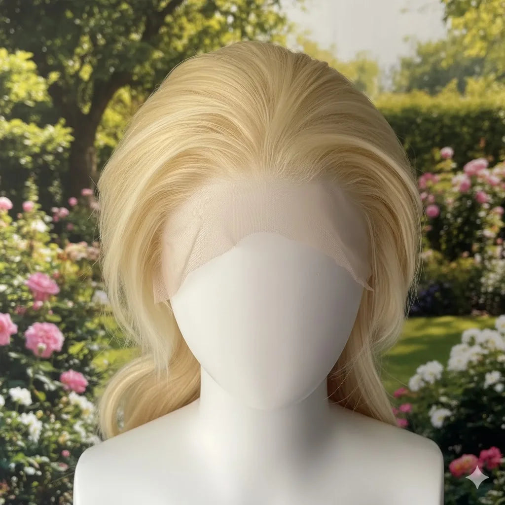 613 Blonde Synthetic Lace Front Wigs for Women 13X4 Shoulder Length Mullet Wigs for Men Cosplay Wear and Go Glueless Natural