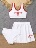 3 Pieces Bikinis With Skirt 2026 Girls Swimsuit Red Kids Swimwear Female Children's Bathers Bathing Swimming Swim Suit Beachwear
