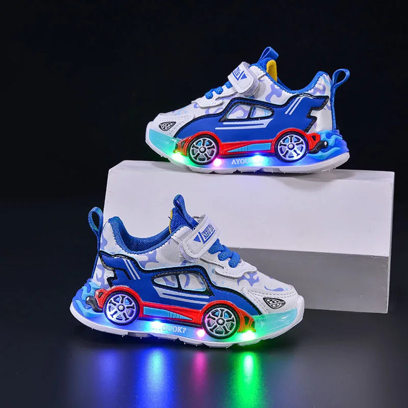 Fashion Girls Shoes Spring New Kids Shoes Soft Sole Boys' LED Light Shoe Simple Child Sports Shoes Anti Slip Girl Casual Shoe