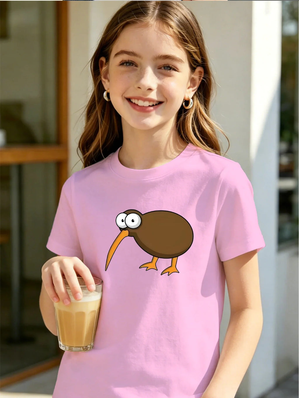Cute Kiwi Kids T Shirt Funny Cartoon Flightless Bird Print Short Sleeve Tees Boys Girls Soft Cotton Casual Tops Daily Wear Gift