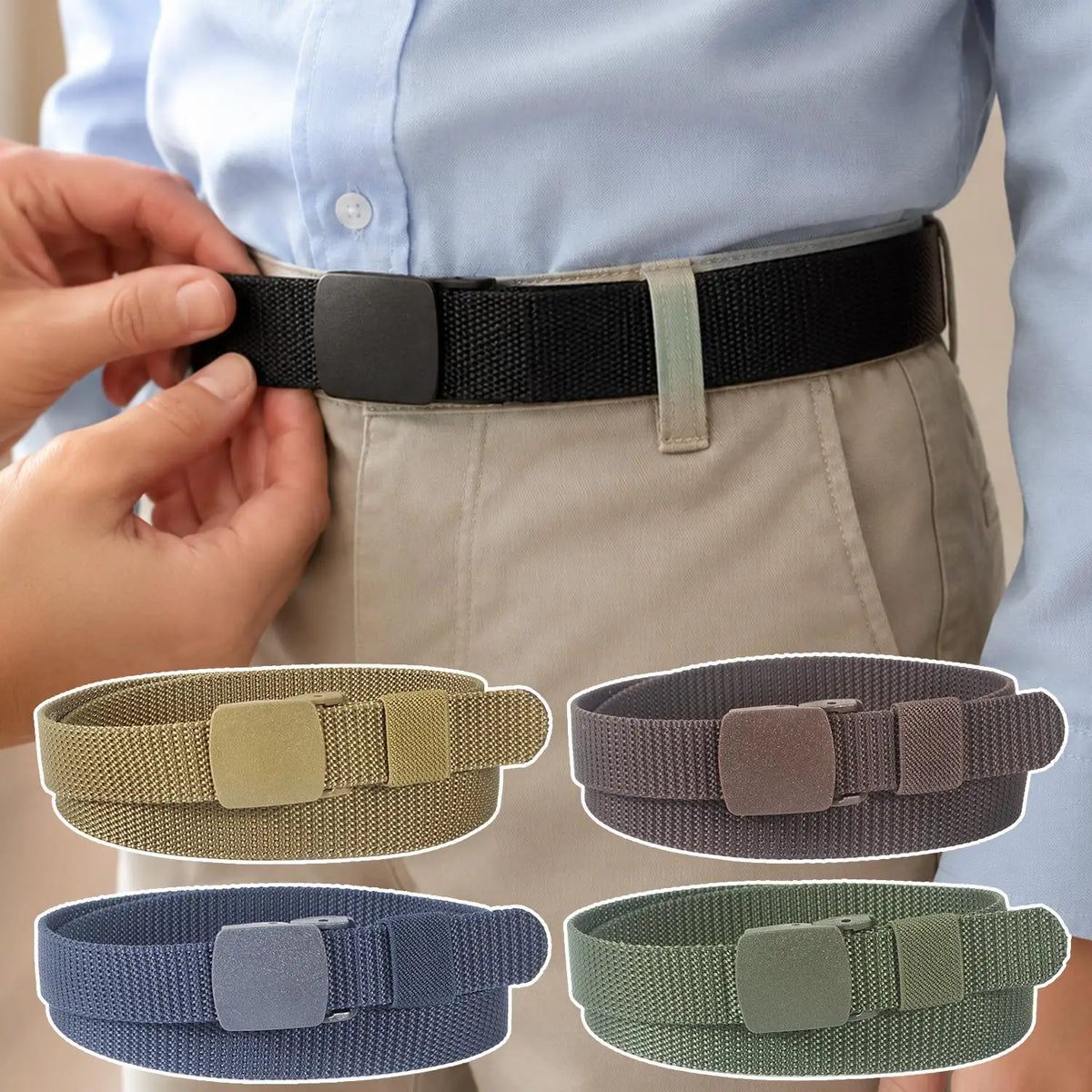 New 92cm Belts for Children Military Unisex Canvas Automatic Buckle Fashion Solid Colors Nylon Outdoor Tactical Canvas Belts