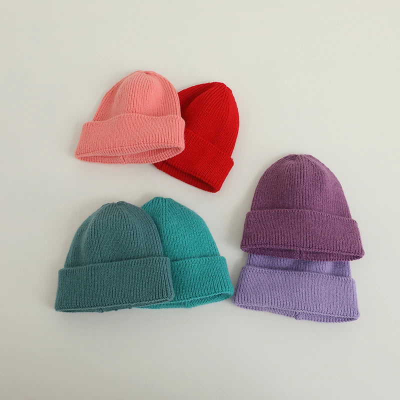 Candy Color Kids Hat For Girls Boys Autumn Winter Baby Beanie Kids Cap Elastic Warm Knitted Children Hats Solid Color Baby Hat
