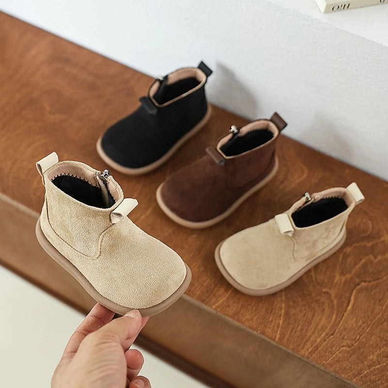 Baby Boys Girls Boots Autumn Winter Children Casual Shoes Outdoor Anti-slip Infant Shoes Oxford Suede Plush Kids Ankle Boots