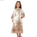Girl's Arabian Turkish Dubai Robe Girls Long Dresses Gowns Printed Dresses Middle East Fashionable Children Dress