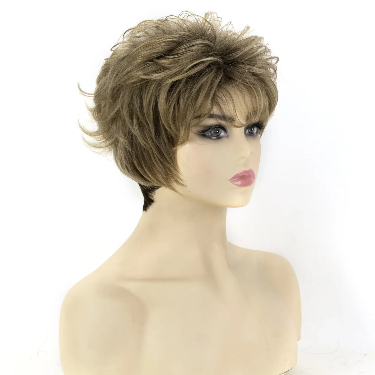 MSIWIGS Short Wavy Synthetic Cut Wigs For Women Daily Wear Africa American Brown Fake Hair