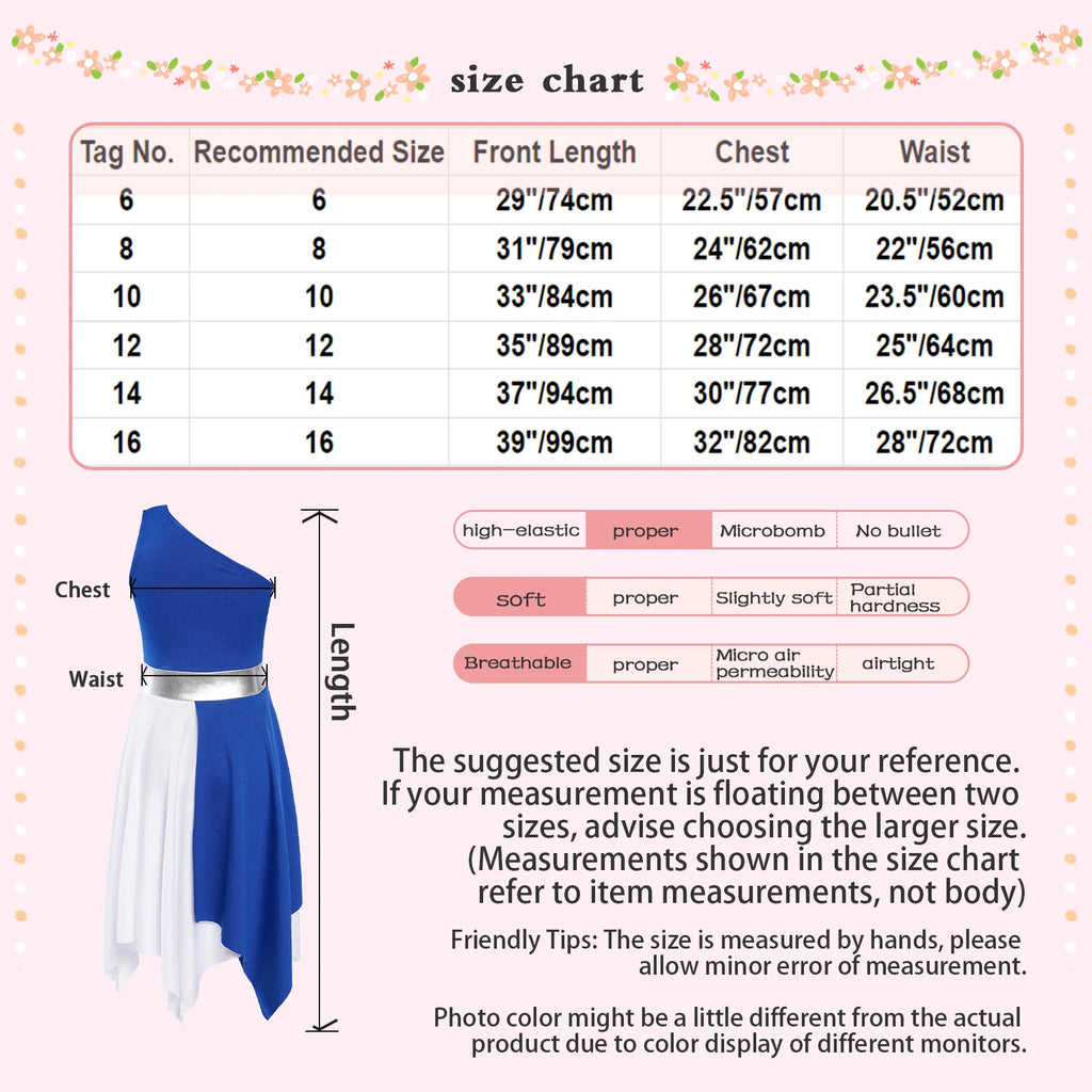 Kids Girls Etiquette Praise Dance Dress Sleeveless Church Christian Worship Costume Asymmetrical Tunic Contemporary Dance Dress