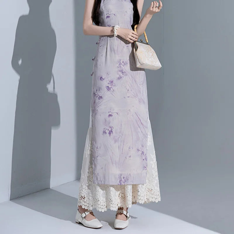 Non- Static Embroidered Lace  Base Pant High Waist Long Pants Polyester Cotton Blend Comfortable Stretchy Skirt