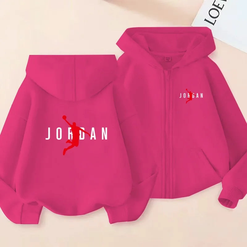 kids Autumn Winter Sweatshirt Basketball Charming Clothing Zipper Style Hoodie Girl Boy 3-12 Years Fashion Blue Black White Coat