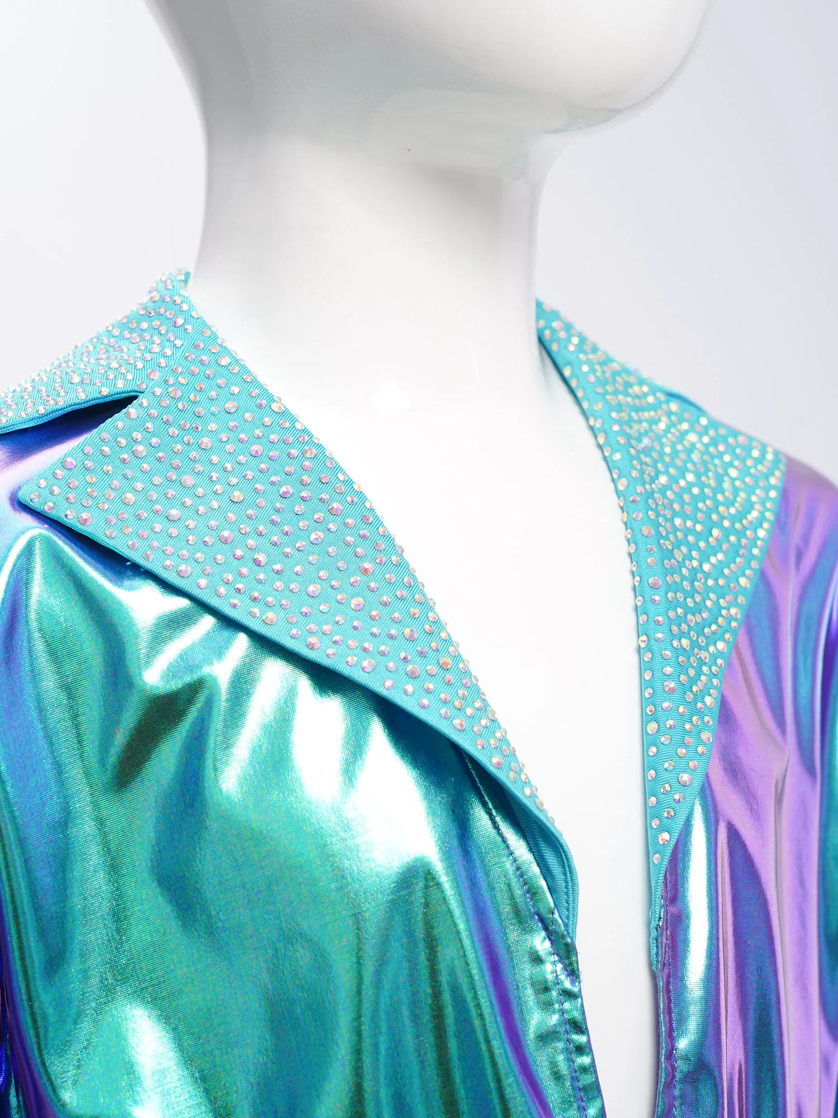 Kids Girls Shiny Rhinestones Metallic Jacket Hip Hop Jazz Dance Top Outerwear Long Sleeve Disco Stage Performance Streetwear
