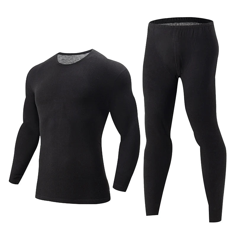 2-piece Autumn And Winter Men's Solid Color Simple Long-sleeved Trousers Suit Casual Joker Men's Bottoming Warm Sports Suit