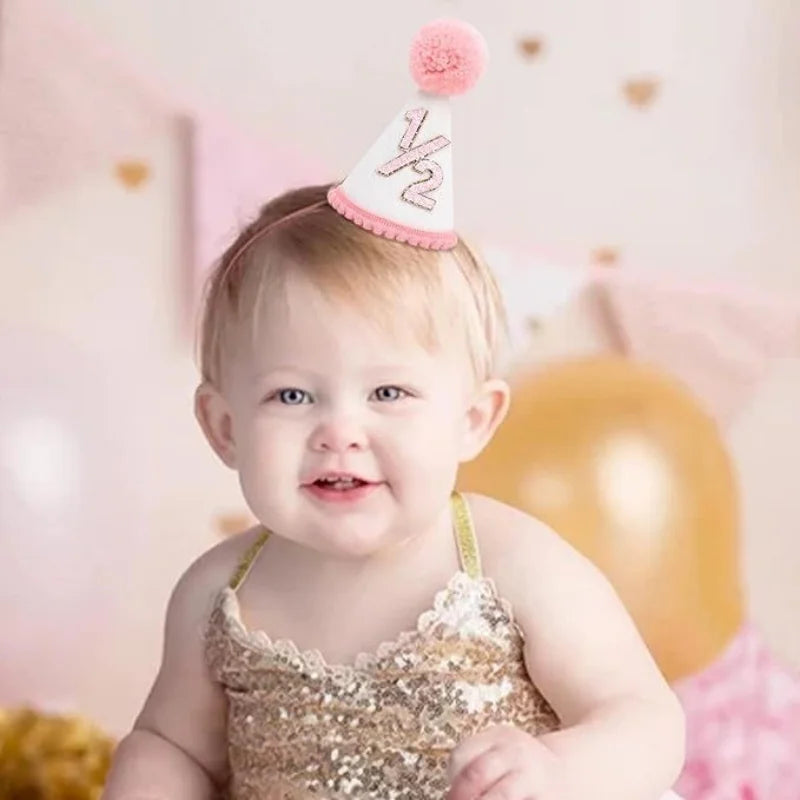 1/2 Birthday Party Hat for Baby Boy Girl Green Pink Photo Props Half Birthday 6 Months Party Decorations Gift for Boys