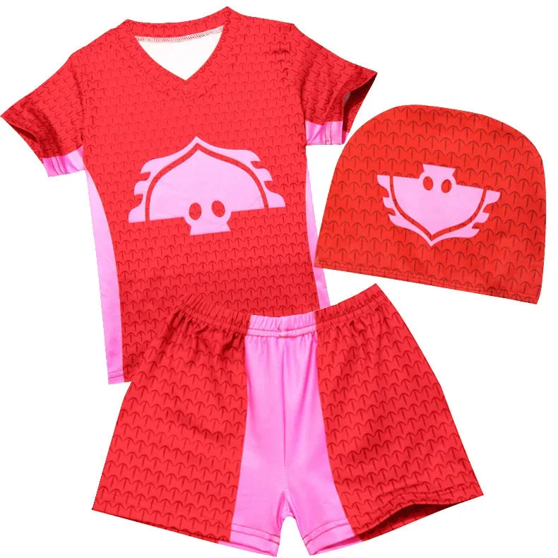 Kids Cartoon Anime Pajamas Superhero T Shirt Shorts Swimwear Swimsuit Set Outfit Boys Girls Christmas Halloween Cosplay Costume