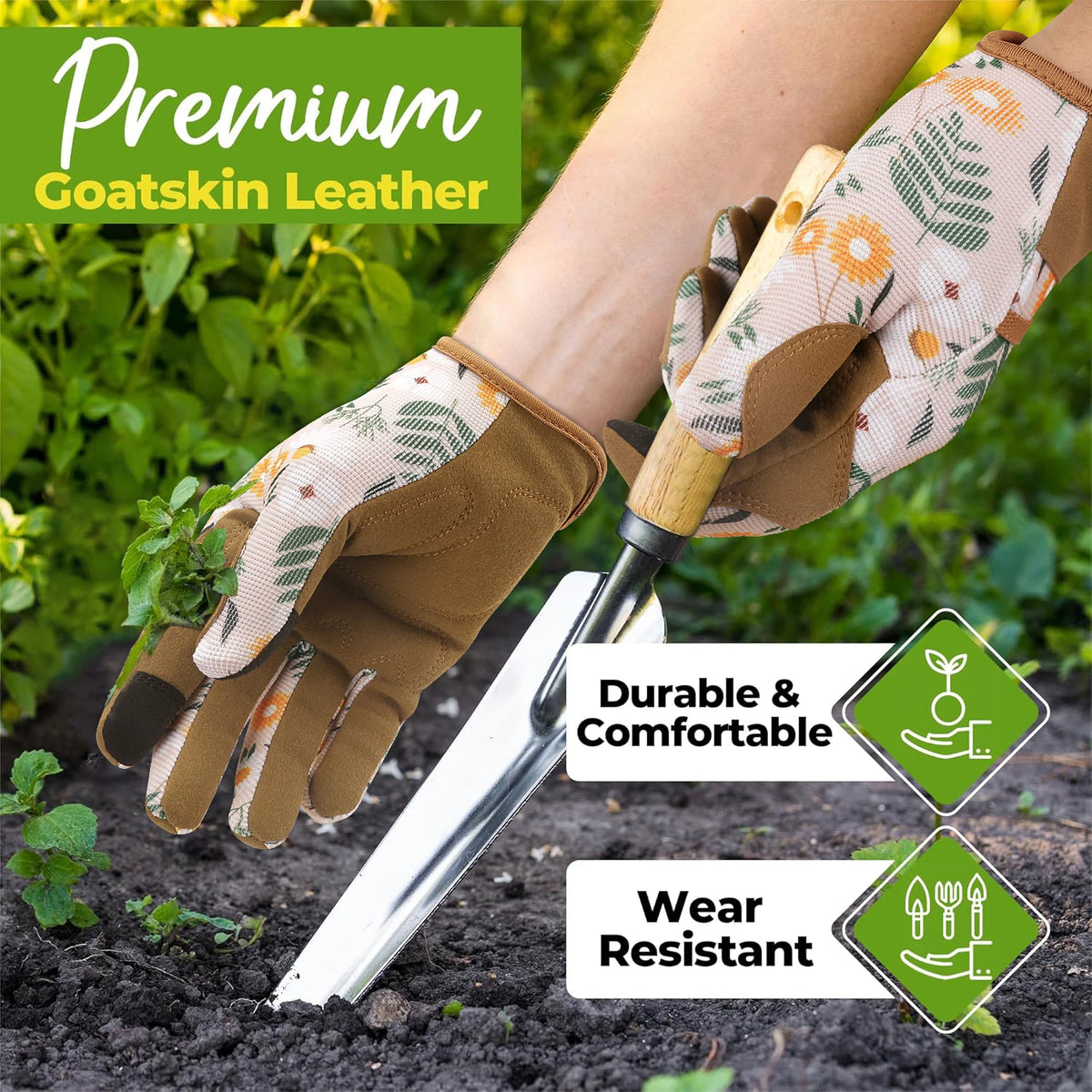 Vilico Gardening Gloves for Women, Thorn Proof Puncture Resistant Leather Garden Gloves, Touch Screen Working Gloves