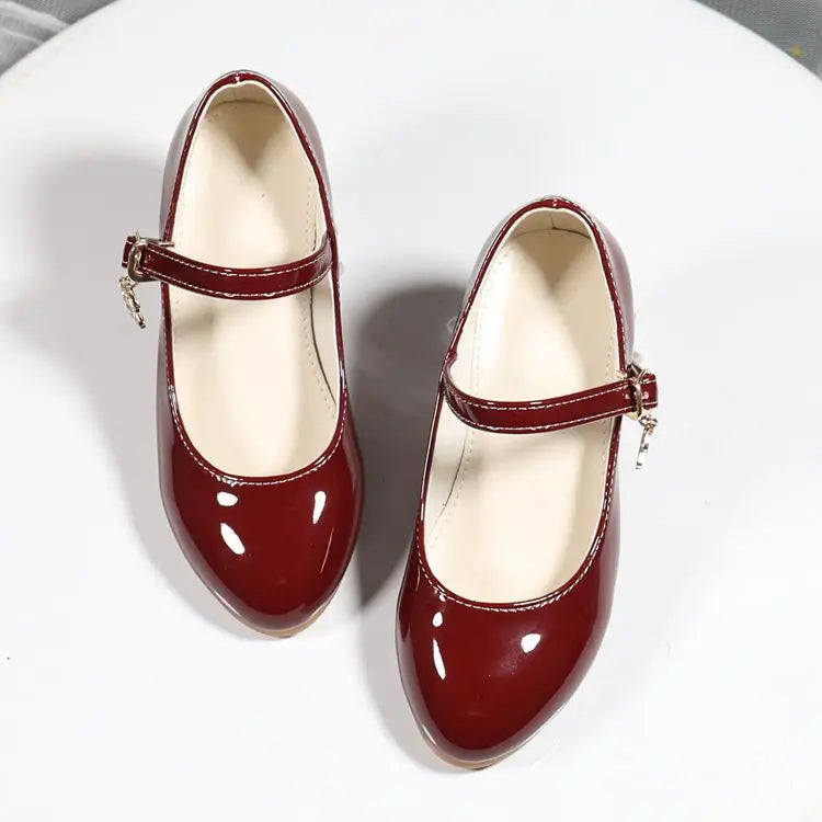 Children Girls Leather Shoes White Princess High Heel Shoes For Kids Girls Performance Dress Student Show Dance Sandals 28-41