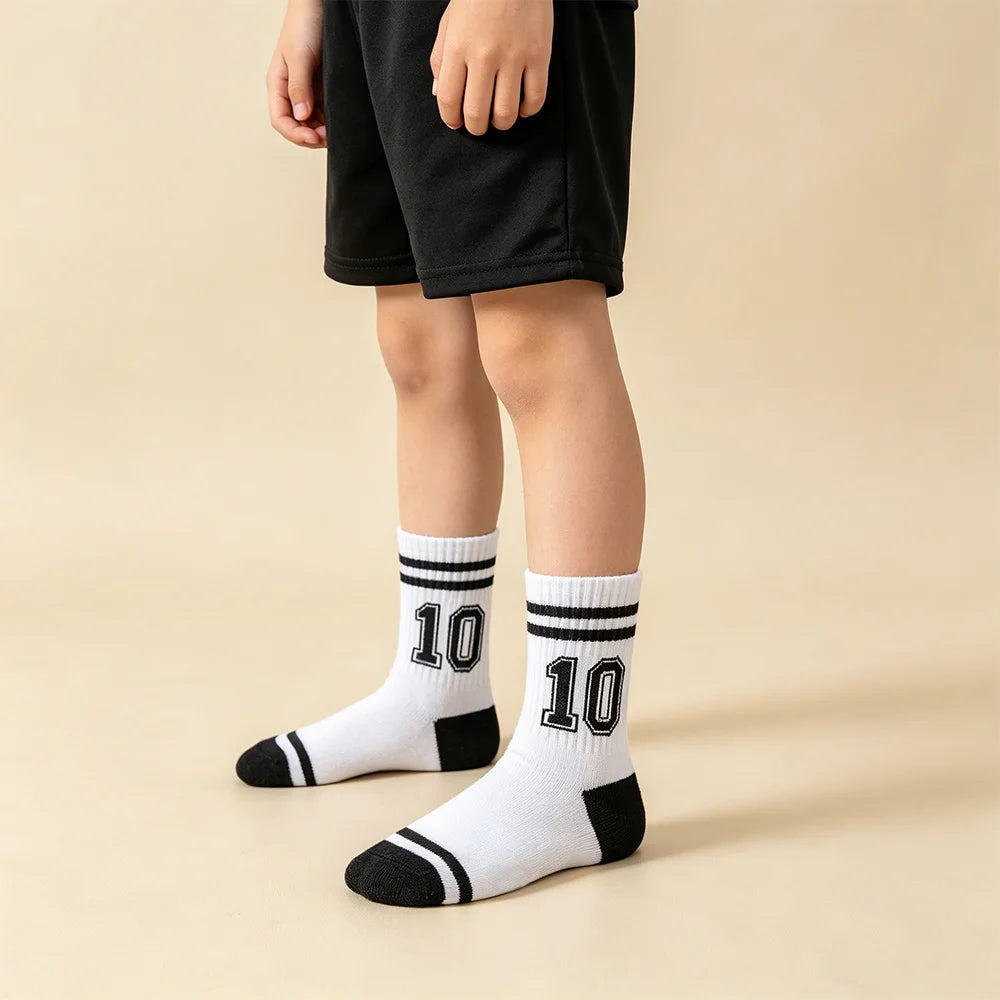 3 Pairs Kids Socks Basketball Football Training Socks Four Seasons School Socks Breathable Soft Sports Socks for Boys and Girls