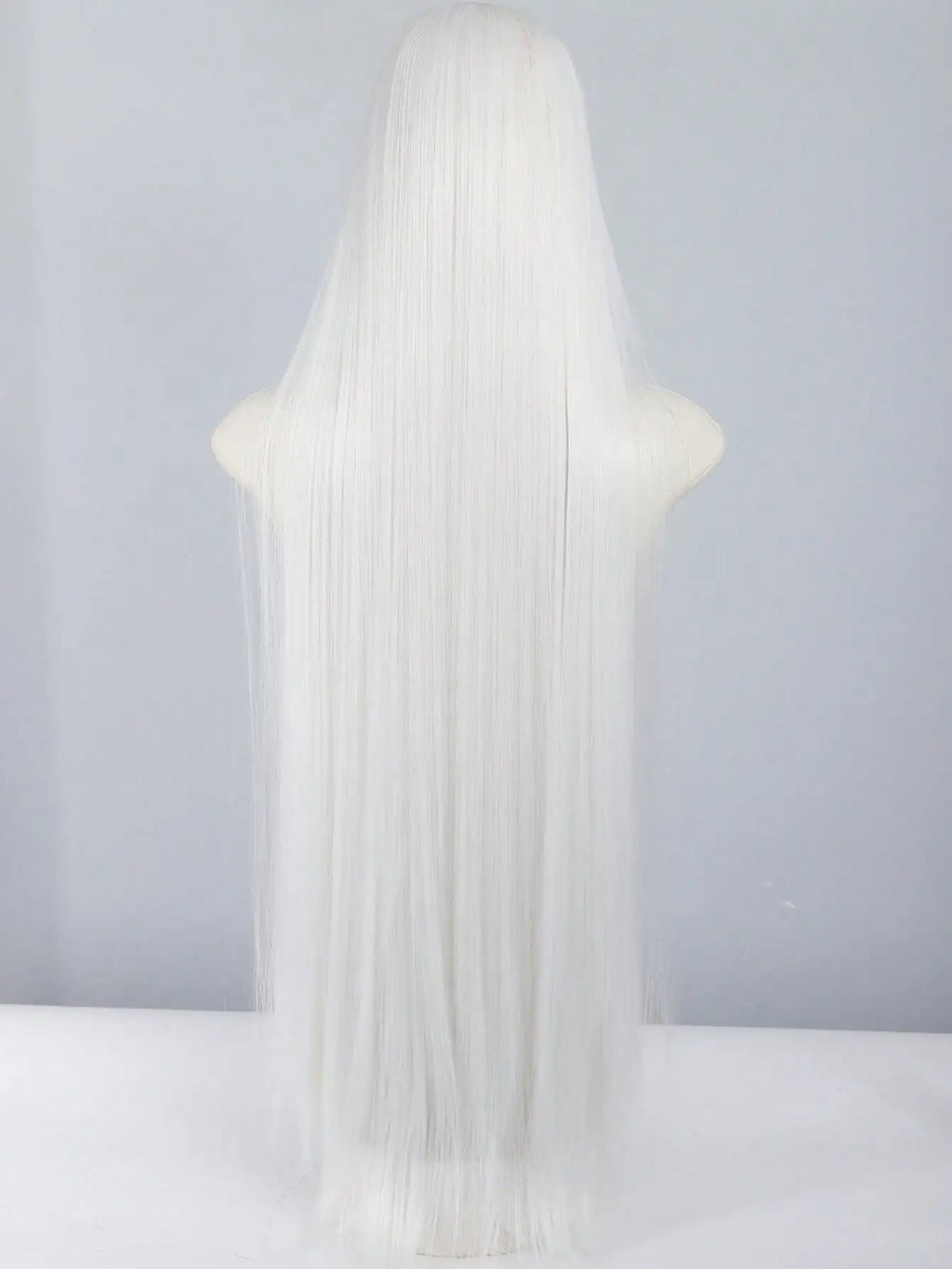 Women's center-parted natural straight white wig suitable for everyday wear and Easter or Halloween costumes Synthetic fiber wig