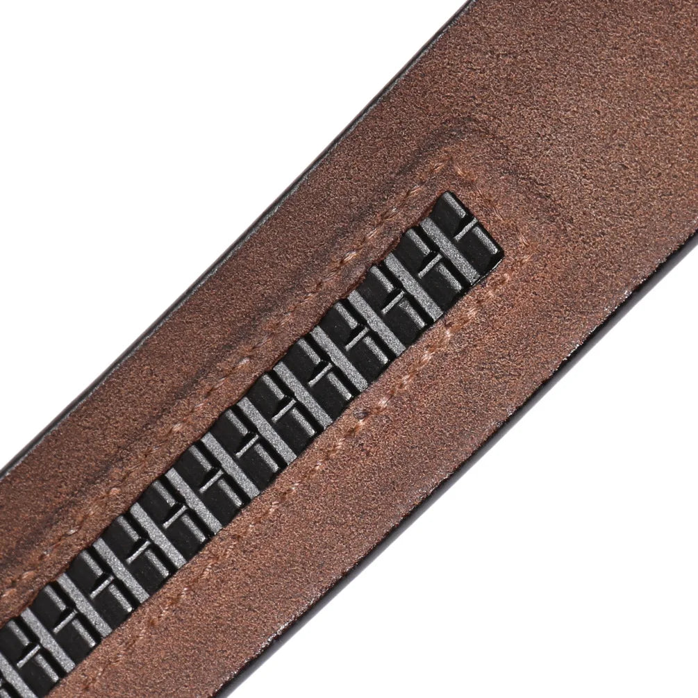 Men's Automatic Buckle Belts No Buckle Black Tan Brown Genuine Leather Belt For Men Luxury 3.5cm Width Holeless Male Strap