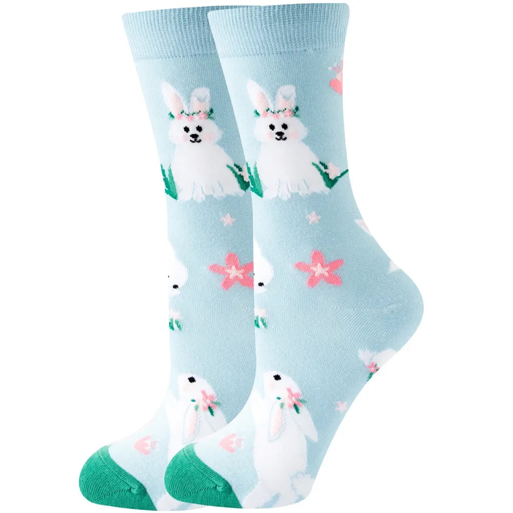 Cute Women Socks Cartoon Animal Food Fruit Socks Kawaii Funny Trendy Socks Happy Harajuku Casual Autumn Spring Stocking