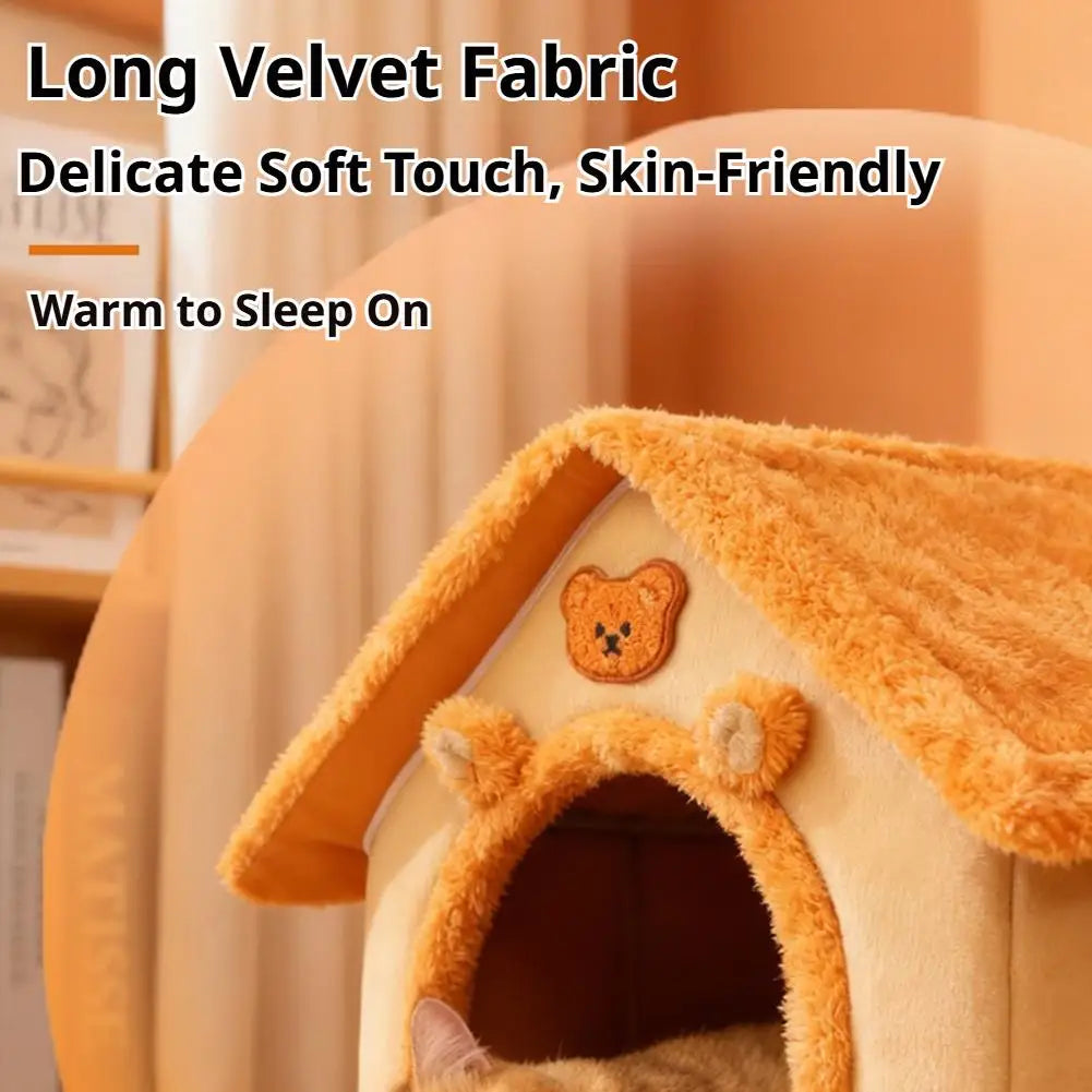 House Style Pet Bed For Small Dogs & Cats All-Season Removable Washable Winter Warm Teddy Kennel Soft Cushion