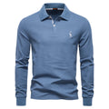2025 Autumn New Men's Deer Embroidery Cotton Rich Blend Breathable Polo Shirts Long Sleeve Social Business Golf Polo Shirts Male
