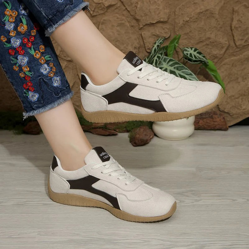 Comfy Lightweight Running Shoes Women Spring Autumn Faux Suede Lace Up Sneakers Woman Outdoor Non Slip Sport Shoes Female