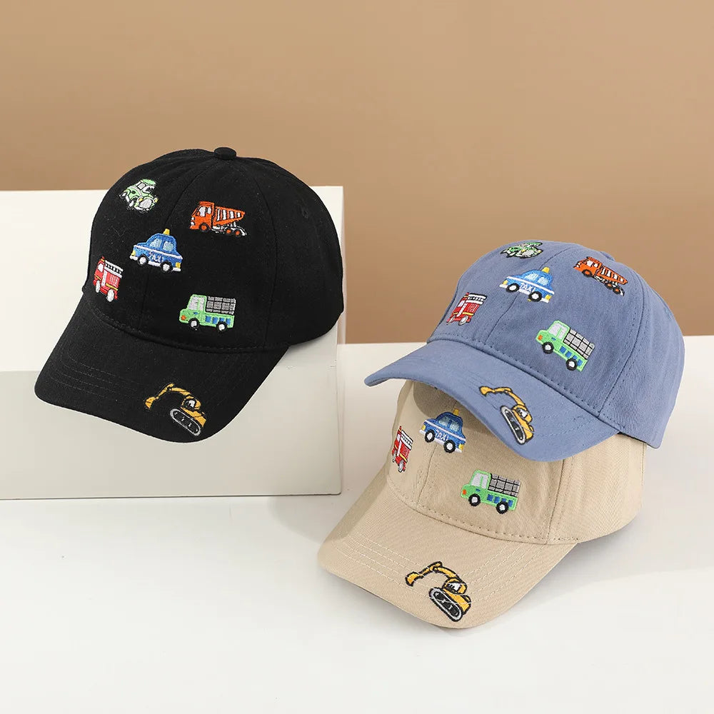 2025 Car Children Baseball Cap for Girls Boys Embroidery Cartoon Kids Boy Hat Spring Autumn Child Sun Hat Cotton Kids Cap 3-8Y
