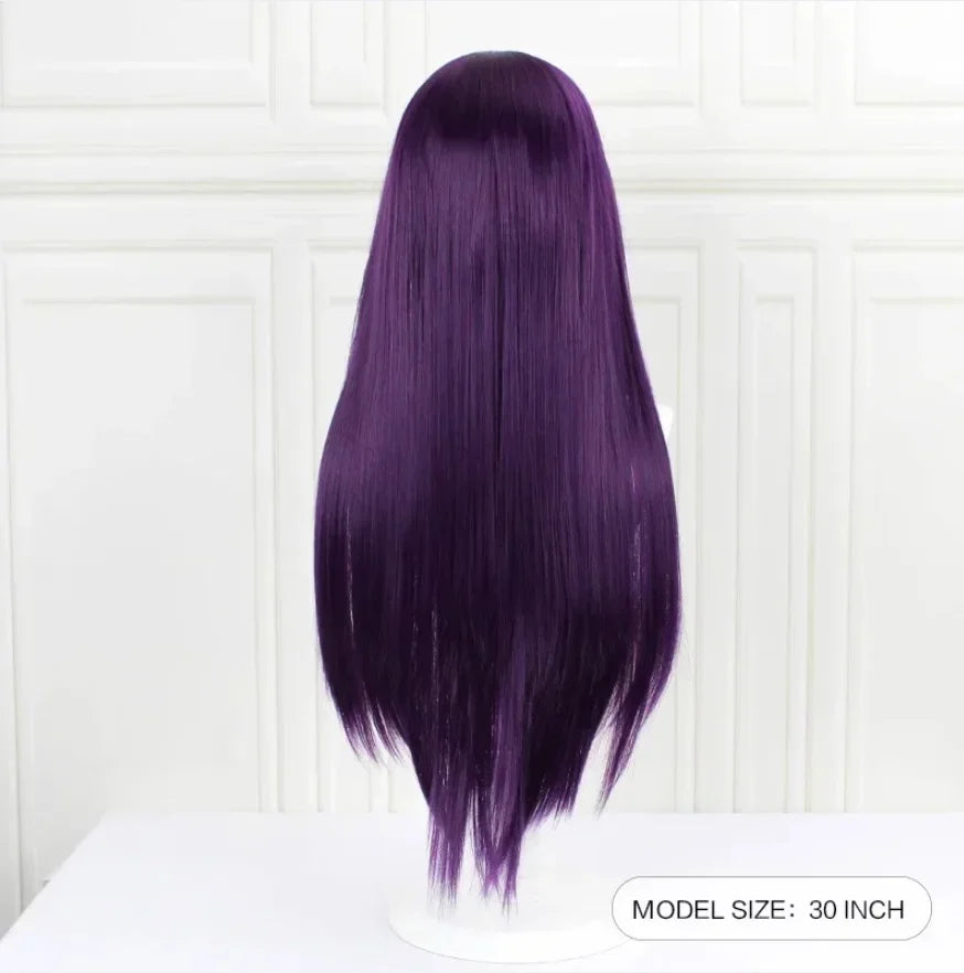 Women Anime Game Doki Doki Literature Club Yuri Monika Natsuki Sayori DDLC Long Straight Wig Party Synthetic Cosplay Wigs