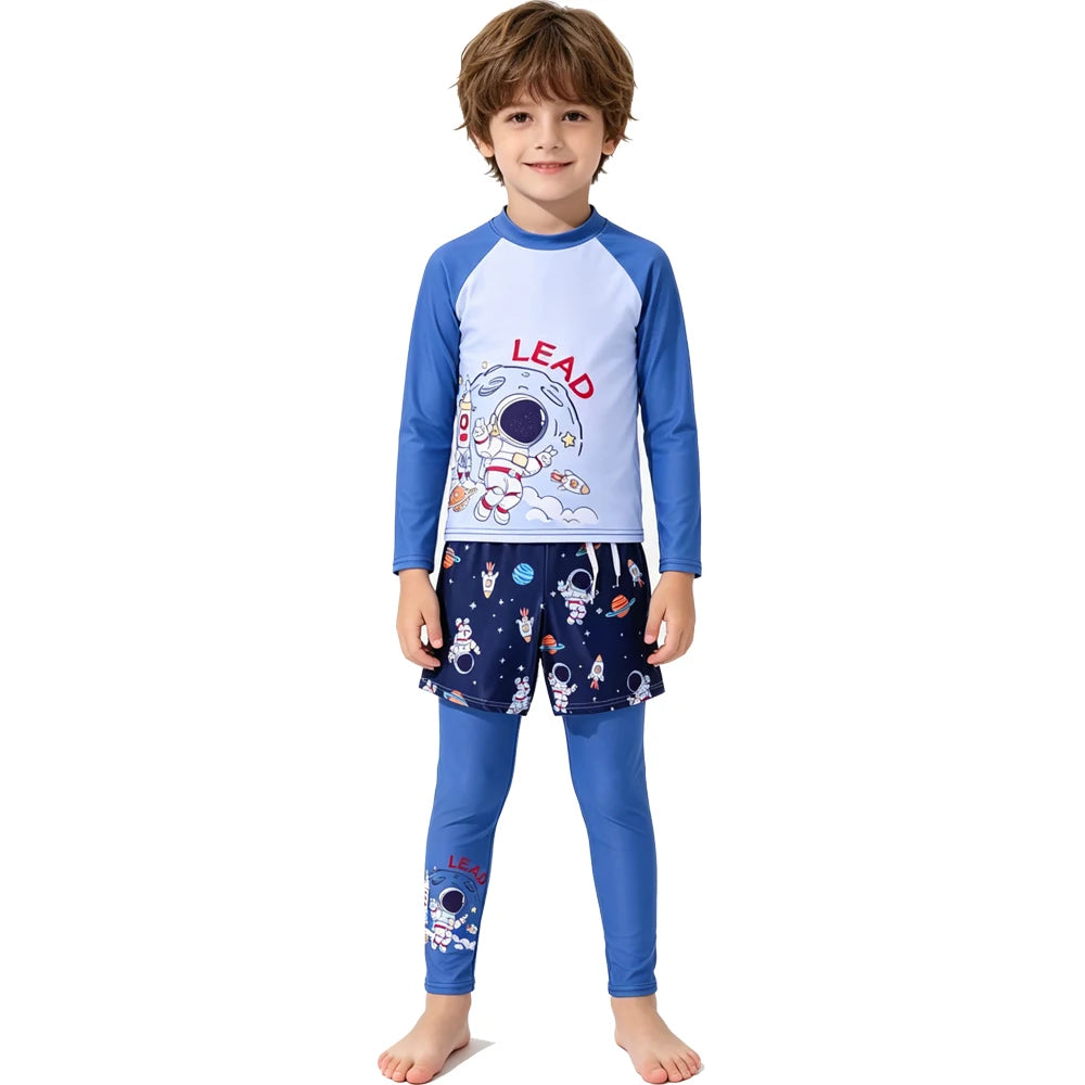 Swimming Suits Boys Toddler 2 3 4 5 6 7 8 9T Swimwear Cute Blue Black Long Sleeve Bathing Suit Shirt Trunks Pants Kid Sportswear