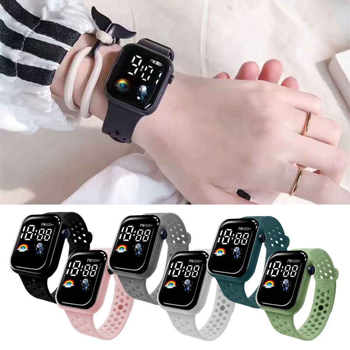 LED Digital Watch For Kids Boys Sports Waterproof Watches Girls Silicone Digital Watch Casual Childrens Electronic Reloj