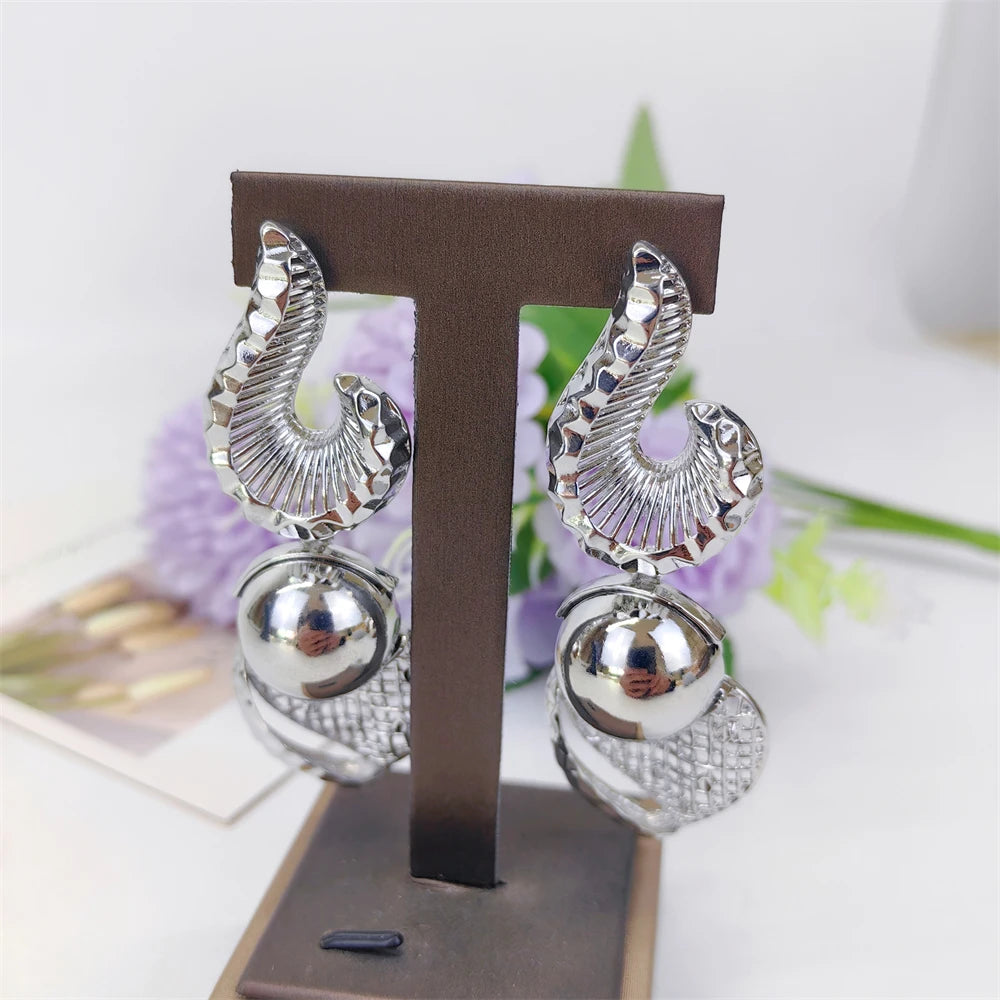 Jewelry Sets For Women Pendant Necklace Gold Plated Silver Simple Fashion Design Big Earring Bracelet Ring Sets Exquisite Gifts