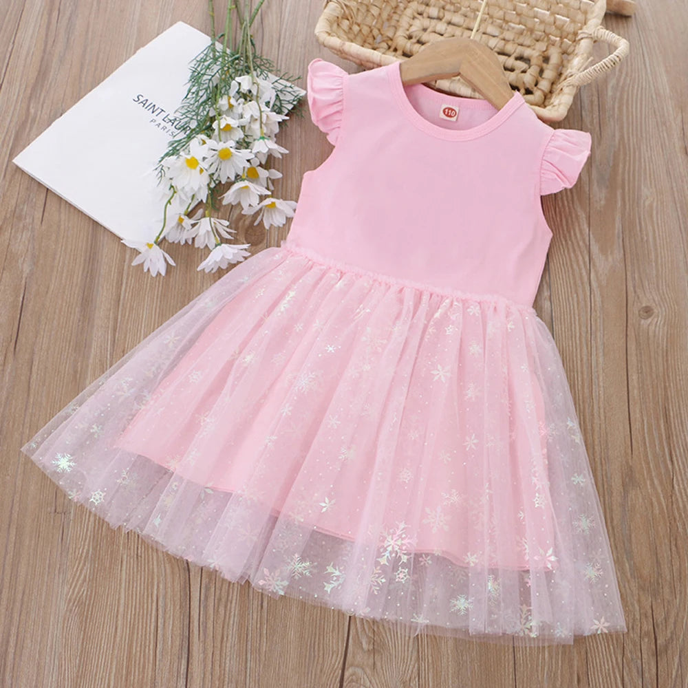 Kids Cute Princess Dress Clothes Children Summer New Short Sleeves For Fashion Dress Baby Girls Birthday Party Clothing 2-8T