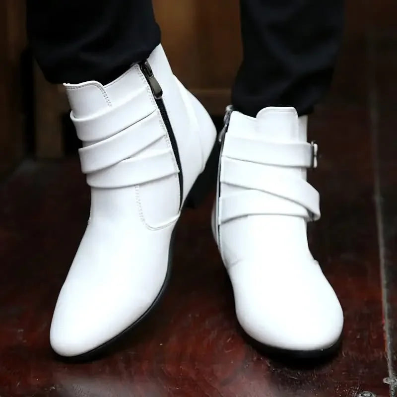 Brand Men's Boots Designer British Style Men Chelsea Boots High-top Buckle Strap Formal Shoes High Quality Men Motorcycle Boots