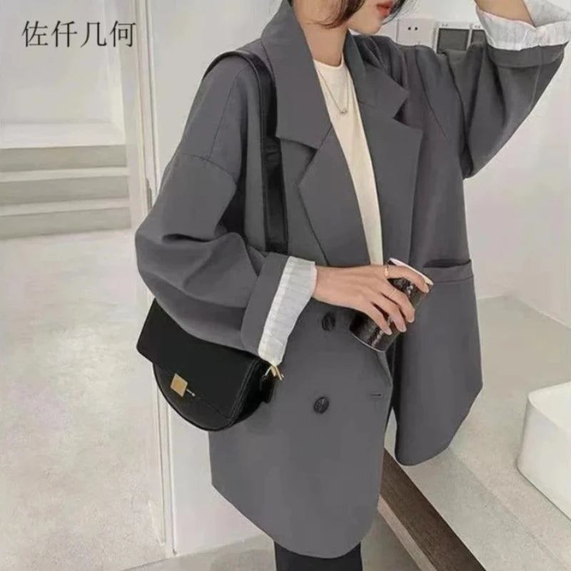 New Arrived 2025 Blazer Women Solid Long-sleeved Korean Style Loose Fashion Casual Suit Woman