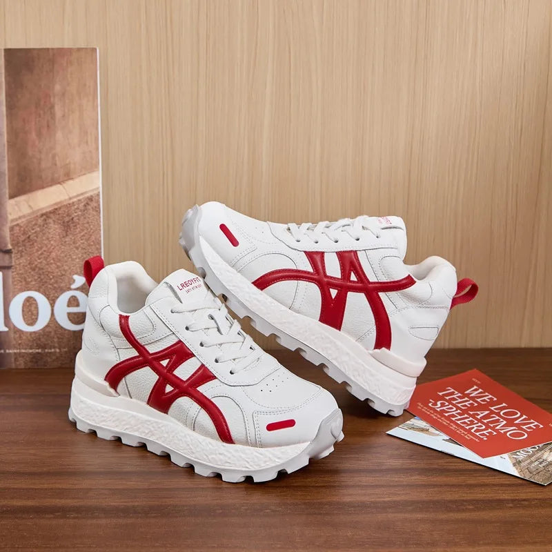 Sports shoes for women 2025 thick soled Forrest Gump shoes for women autumn new color blocked casual women's shoes