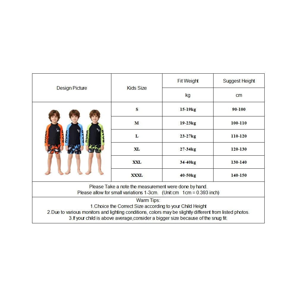 Boys 2-Piece Dinosaur Swimwear Long Sleeve Children Swimsuit Rash Guard Top+Shorts Bathing Suit For Toddler Kids Beach Pool