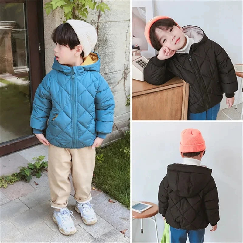 2025 Boys Jackets Children Hooded Outerwear Girls Warm Jacket Children Clothing Baby Outerwear Fashion Kids Zipper Coat Jacket