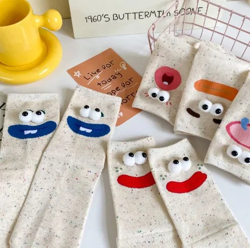 Funny Cartoon Socks Women's Strange Cartoon Small Cute Autumn Winter Coral Velvet Thickened Warm Socks Floor Sleeping LongSocks