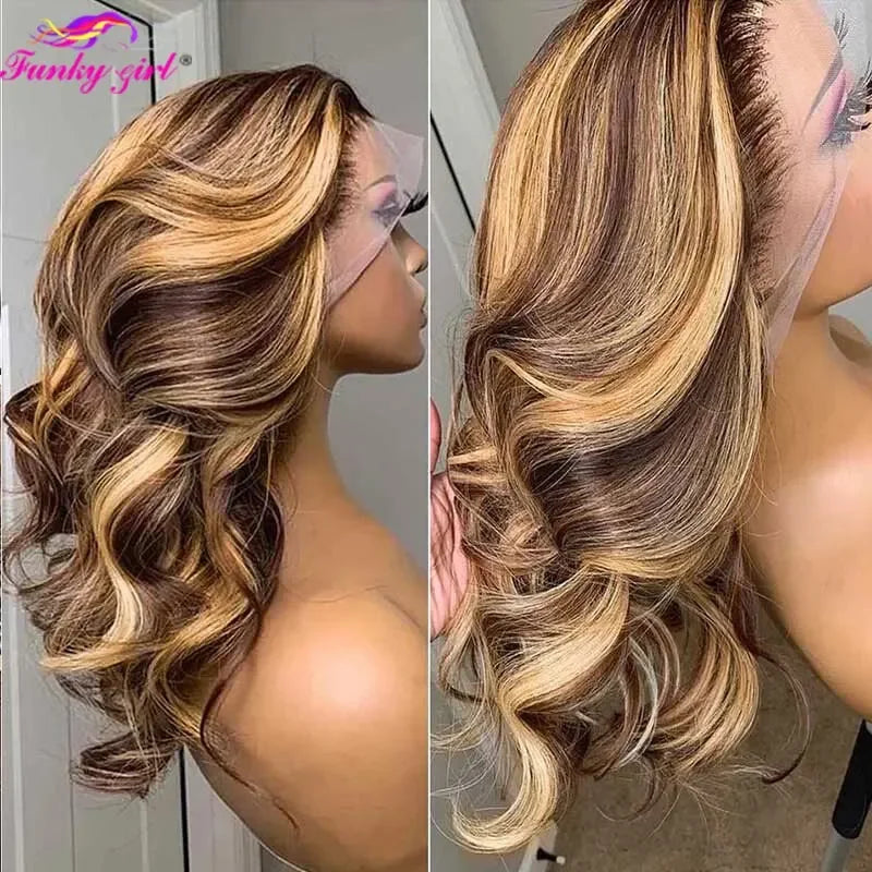 2026.Wave Wig Human Hair Lace Front Wigs 4/27 Honey Blonde Body Wavy Lace Human Hair Wig For Women Brazilian Remy Wig