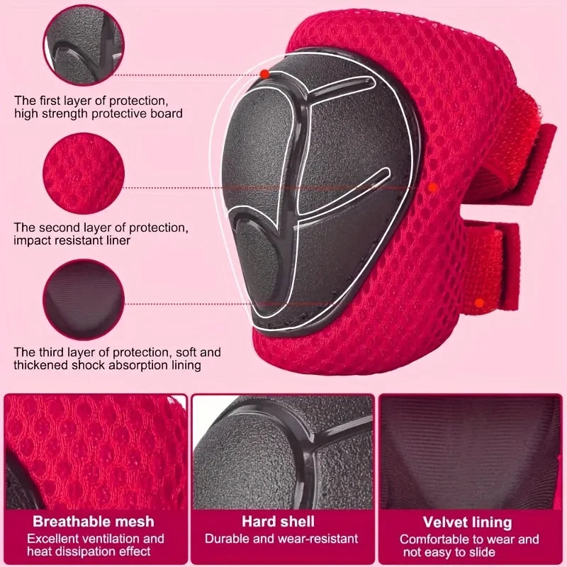 6pcs Kids' Sports Protective Gear Set for Ages 3-8 - Knee Pads, Elbow Guards, Durable PE Material, Shock Absorbent