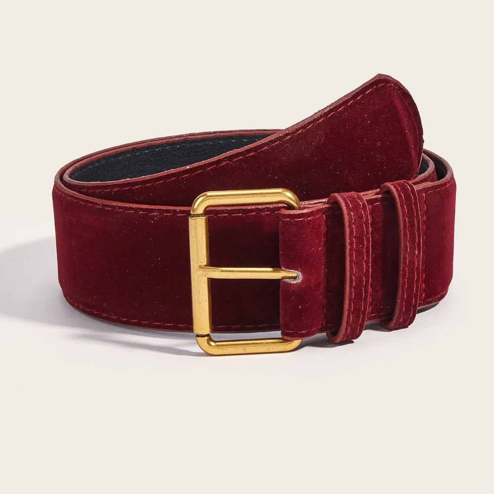 Women Fashion Luxury Design Suede Leather Wide Belt Trendy Casual Business Waist Strap Versatile Trouser Dress Belts Gifts