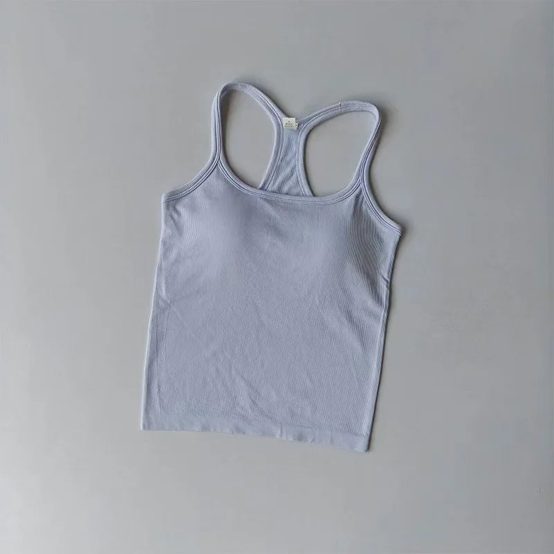 Women's Yoga Wear Sports Bra Shockproof Push-Up Fitness Clothing with Padded Chest Running Outerwear Pilates Tank Top